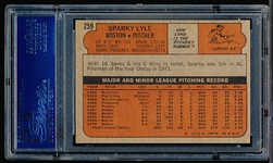 1972 Topps Baseball- #259 Sparky Lyle, Red Sox- PSA Mint 9 (OC)