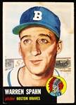 1953 Topps Baseball- #147 Warren Spahn, Braves