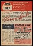 1953 Topps Baseball- #147 Warren Spahn, Braves