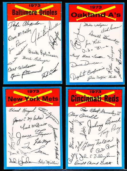 1973 Topps Bb- Blue Team Checklist Cards- 27 Cards