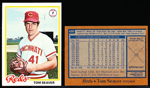 1978 Topps Bb- #450 Tom Seaver, Reds- 31 Cards