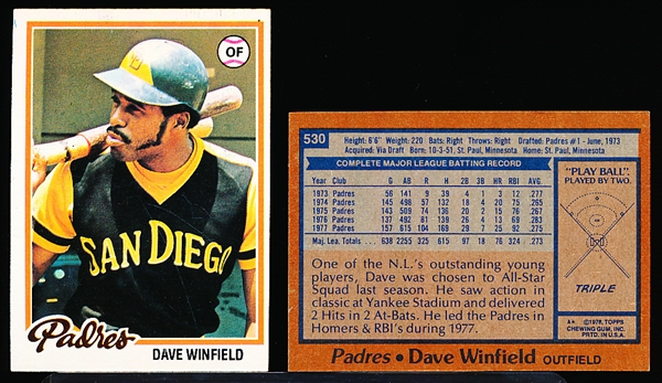 1978 Topps Bb- #530 Dave Winfield, Padres- 18 Cards