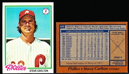 1978 Topps Bb- #540 Steve Carlton, Phillies- 18 Cards