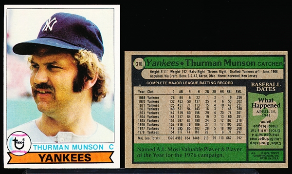 1979 Topps Bb- #310 Thurman Munson, Yankees- 7 Cards