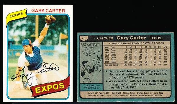 1980 Topps Bb- #70 Gary Carter, Expos- 25 Cards
