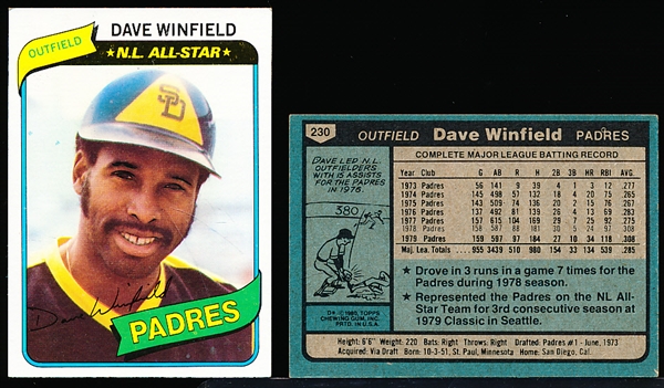 1980 Topps Bb- #230 Dave Winfield, Padres- 30 Cards