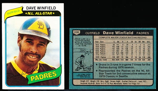 1980 Topps Bb- #230 Dave Winfield, Padres- 25 Cards
