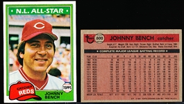 1981 Topps Bb- #600 Johnny Bench, Reds- 50 Cards