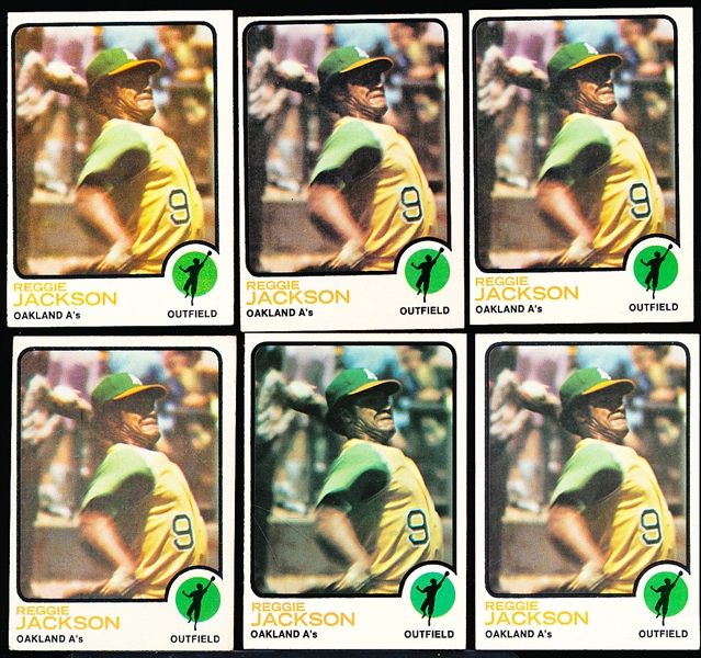 1973 Topps Baseball- #255 Reggie Jackson, A’s- 6 Cards