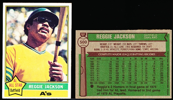 1976 Topps Baseball- #500 Reggie Jackson, A’s- 16 Cards