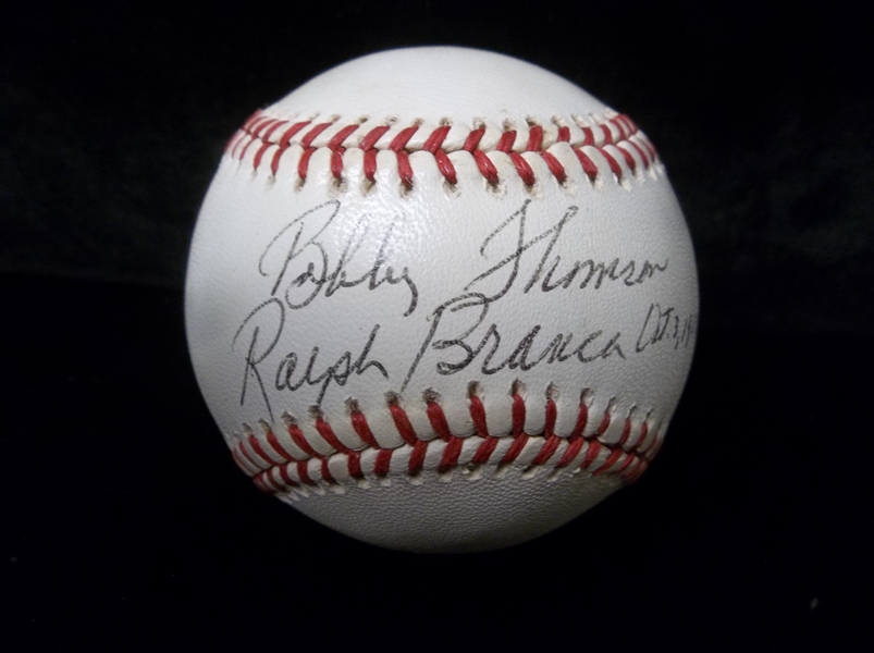 Autographed Ralph Branca & Bobby Thomson Official NL MLB Baseball