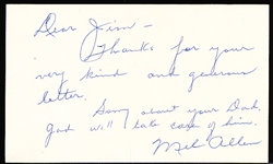 Autographed Mel Allen Baseball Index Card