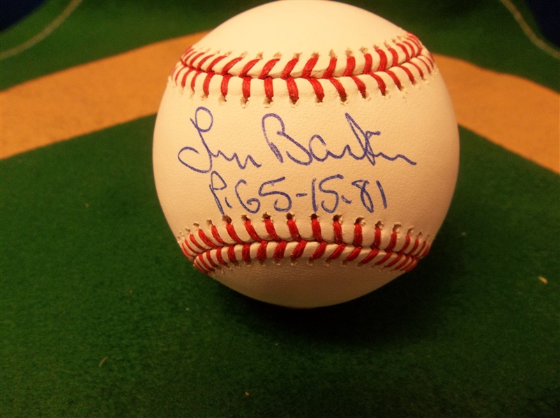 Autographed Len Barker Official MLB Baseball