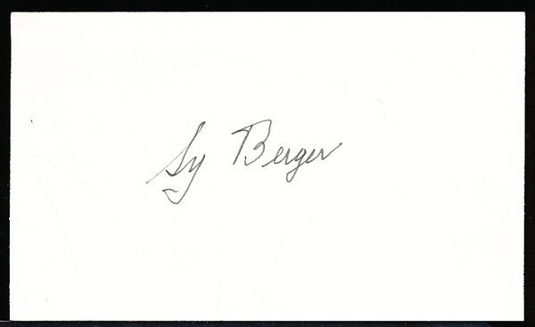 Autographed Sy Berger Topps Baseball Trading Cards Index Card