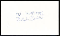 Autographed Dolph Camilli Baseball Index Card