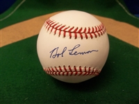 Autographed Bob Lemon Rawlings Official League BB HOF Baseball