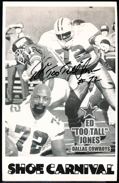 Autographed Ed “Too Tall” Jones Shoe Carnival/ Dallas Cowboys NFL B/W 5 ½” x 8 ½” Photo
