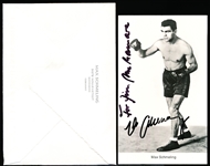 Autographed Max Schmeling Boxing B/W 3 ½” x 5 7/8” Photo With Original Mailing Envelope