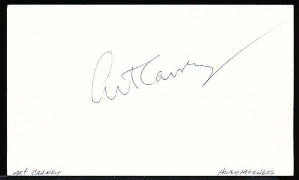 Autographed Art Carney Hollywood/TV Actor Index Card