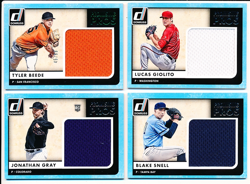 2016 Donruss Bb- “Promising Pros Materials”- 4 Diff.