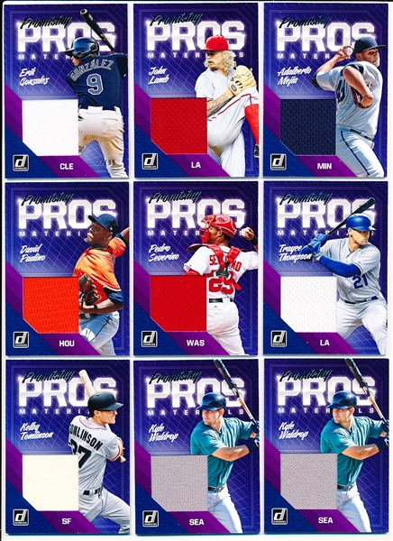 2018 Donruss Bb- “Promising Pros Materials”- 9 Asst.