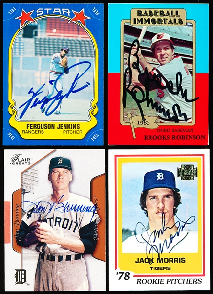 4 Diff. Autographed Baseball HOFers Cards