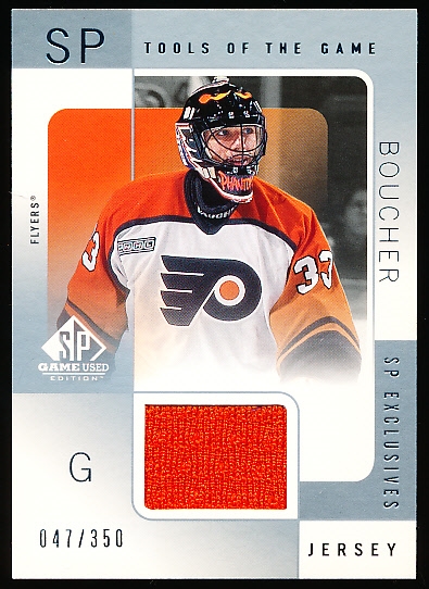 2000-01 SP Game Used Hockey- “Tools of the Game- SP Exclusives”- #BB Brian Boucher, Flyers- #47/350
