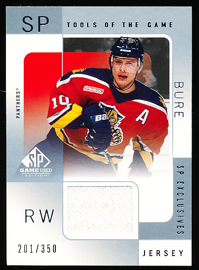 2000-01 SP Game Used Hockey- “Tools of the Game- SP Exclusives”- #PB Pavel Bure, Panthers- #201/350
