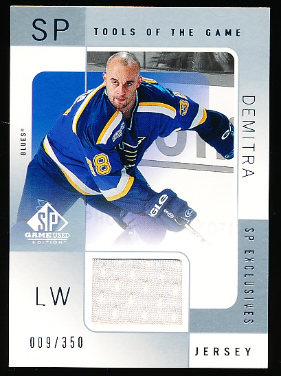 2000-01 SP Game Used Hockey- “Tools of the Game- SP Exclusives”- #PD Pavol Demitra, Blues- #009/350