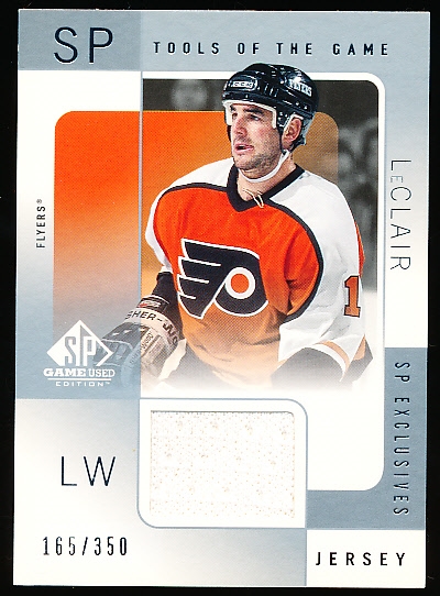 2000-01 SP Game Used Hockey- “Tools of the Game- SP Exclusives”- #JL John LeClair, Flyers- #165/350