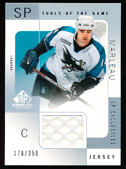 2000-01 SP Game Used Hockey- “Tools of the Game- SP Exclusives”- #PM Patrick Marleau, Sharks- #170/350