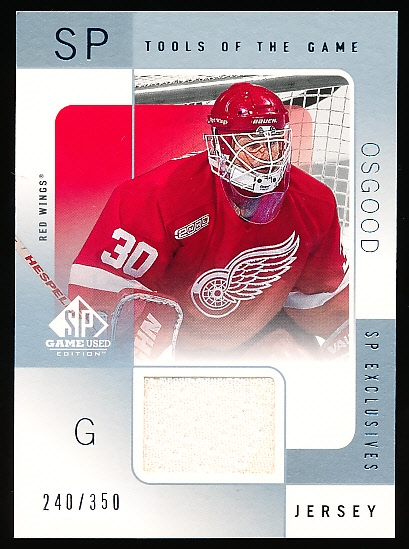 2000-01 SP Game Used Hockey- “Tools of the Game- SP Exclusives”- #CO Chris Osgood, Red Wings- #240/350