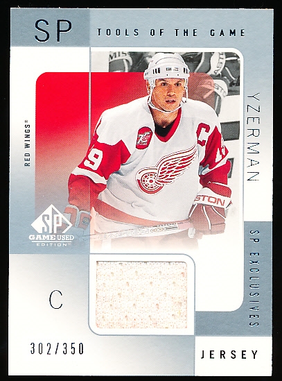 2000-01 SP Game Used Hockey- “Tools of the Game- SP Exclusives”- #SY Steve Yzerman, Red Wings- #302/350