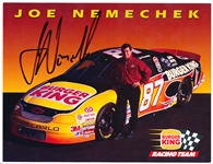 Autographed 1996 Joe Nemechek NASCAR #87 Burger King Car Color 6-½” x 8-½” Handout