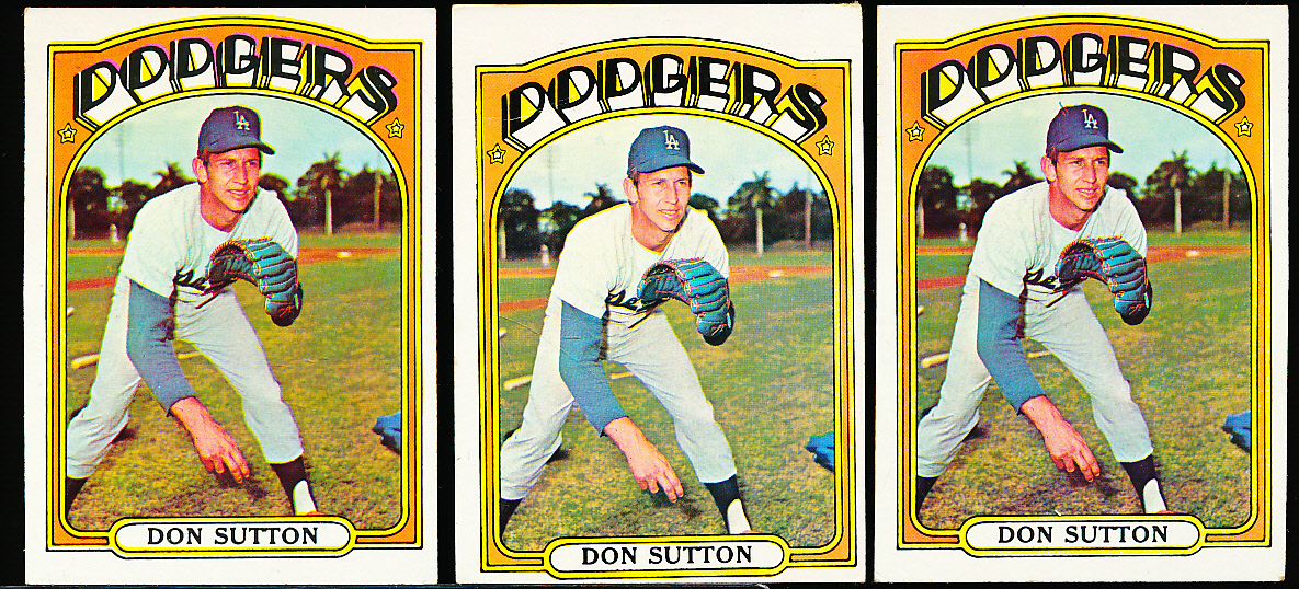 Lot detail 1972 topps bb 530 don sutton dodgers 3 cards