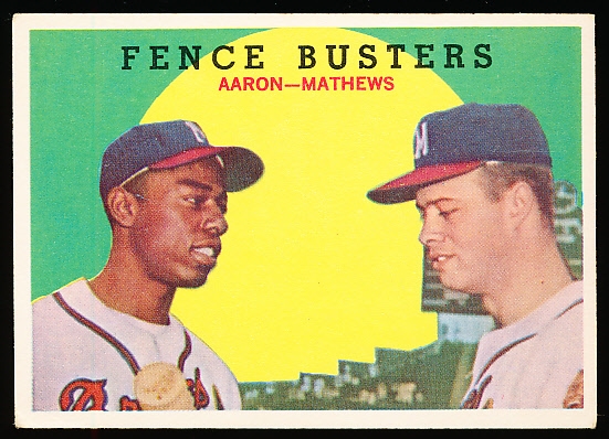 1959 Topps Baseball- #212 Fence Busters- Hank Aaron/ Eddie Mathews