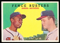 1959 Topps Baseball- #212 Fence Busters- Hank Aaron/ Eddie Mathews