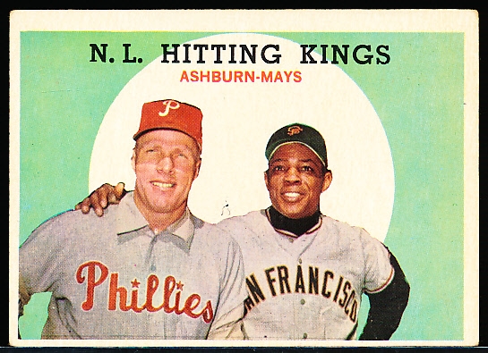 1959 Topps Baseball- #317 NL Hitting Stars- Ashburn/ Mays