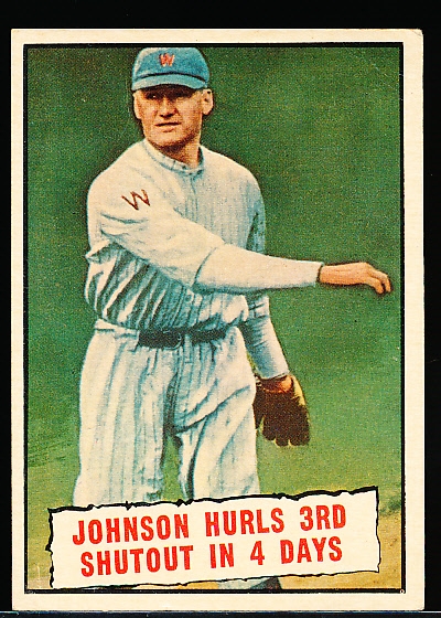 1961 Topps Bb- #409 Johnson Hurls 3rd Shutout in 4 Days