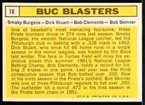 1963 Topps Bb- #18 Buc Blasters- Burgess/ Stuart/ Clemente/ Skinner
