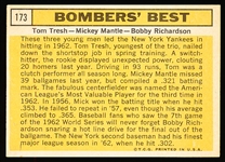 1963 Topps Bb- #173 Bombers’ Best- Tresh/ Mantle/ Richardson
