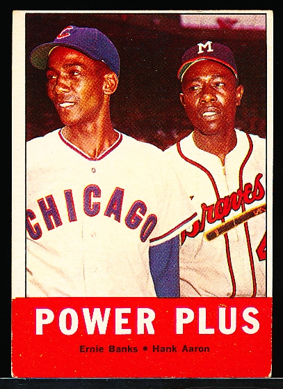 1963 Topps Bb- #242 Power Plus- Ernie Banks/ Hank Aaron