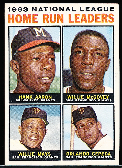 1964 Topps Bb- #9 NL Home Run Leaders (Aaron/ McCovey/ Mays/ Ceoeda)