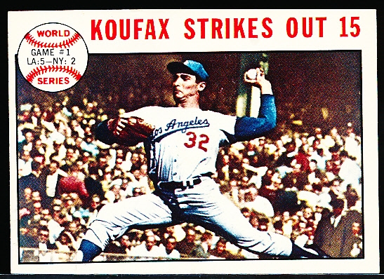 1964 Topps Bb- #136 Koufax Strikes Out 15 (World Series)