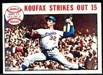 1964 Topps Bb- #136 Koufax Strikes Out 15 (World Series)