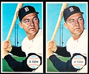 1964 Topps Bb Giants- #12 Al Kaline, Tigers- 2 Cards