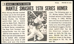 1964 Topps Bb Giants- #25 Mickey Mantle, Yankees