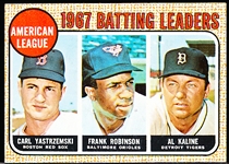 1968 Topps Baseball- #2 AL Batting Leaders- Yaz/ F. Robinson/ Kaline