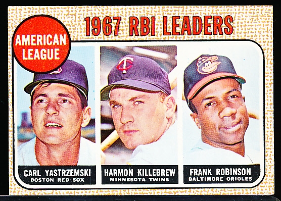 1968 Topps Baseball- #4 AL RBI Leaders- Yaz/ Killebrew/ F Robinson