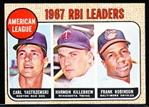1968 Topps Baseball- #4 AL RBI Leaders- Yaz/ Killebrew/ F Robinson